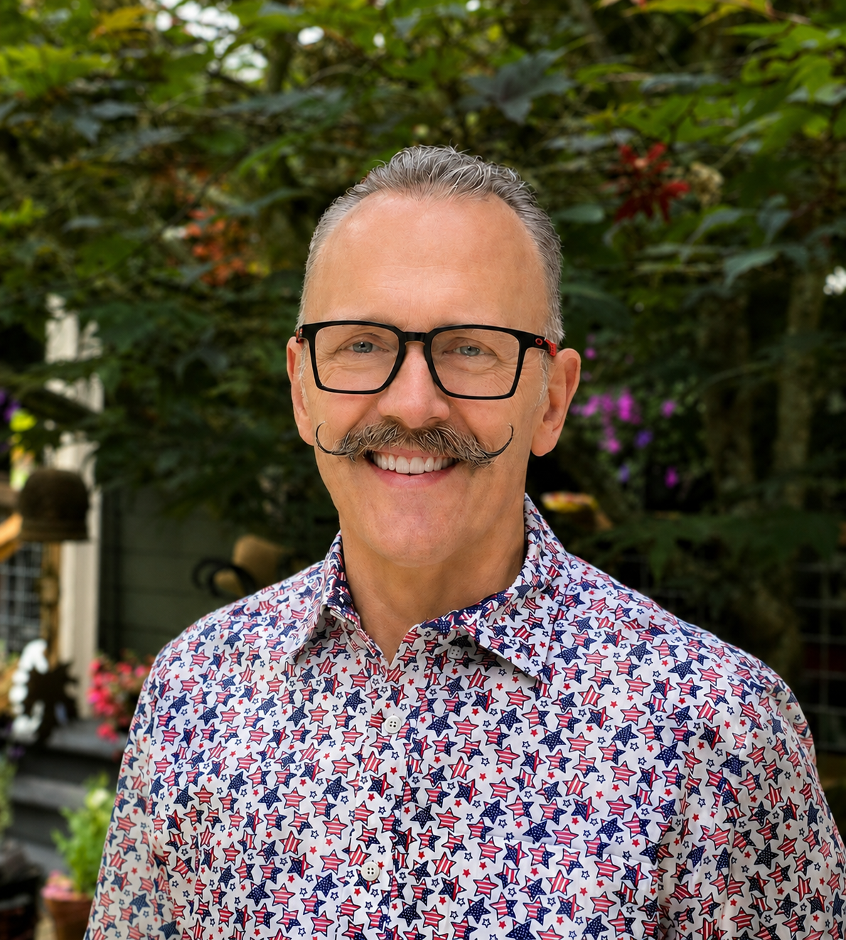 Headshot with mustache 2026